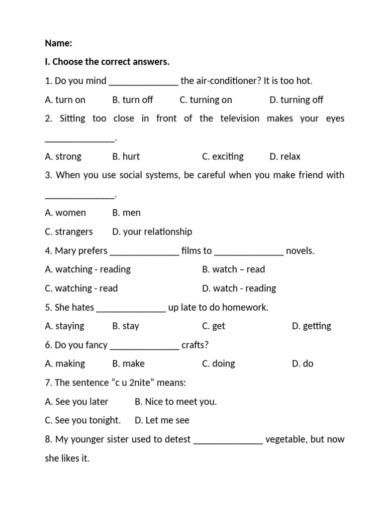 Unit 1 Test: English for Grade 6 | PDF
