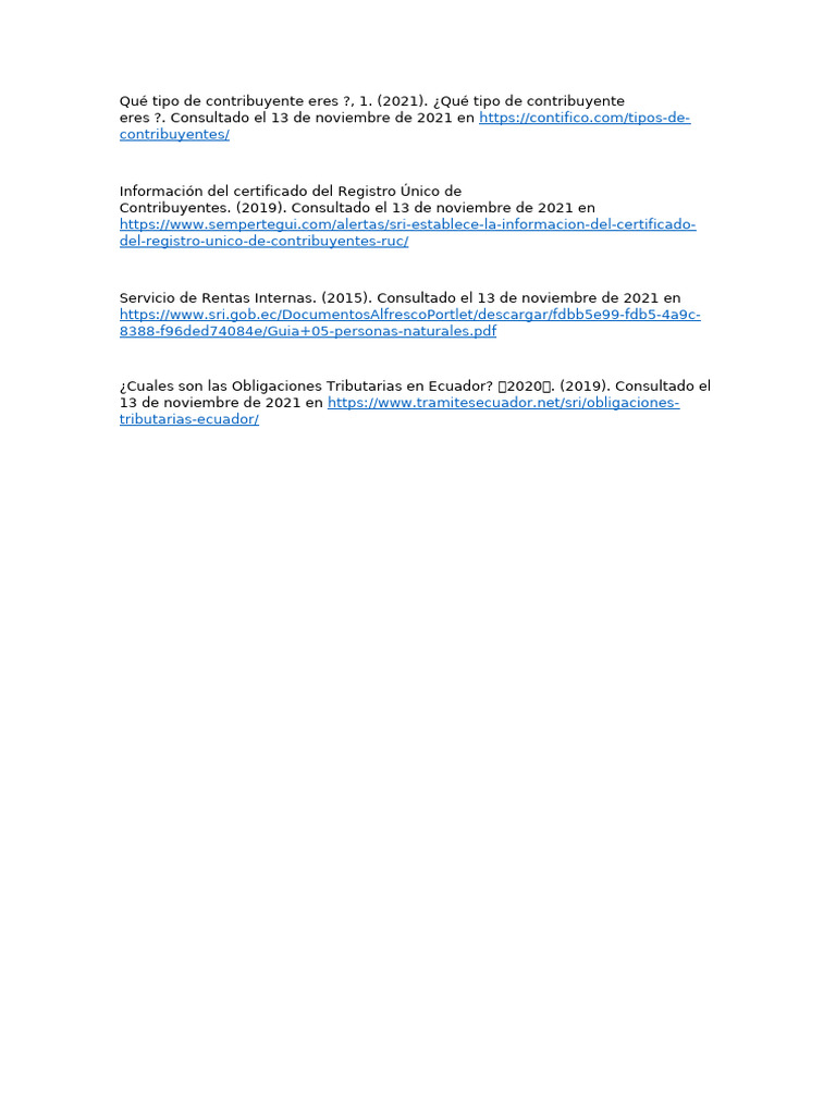 Tipos y obligaciones de contribuyentes en Ecuador | PDF