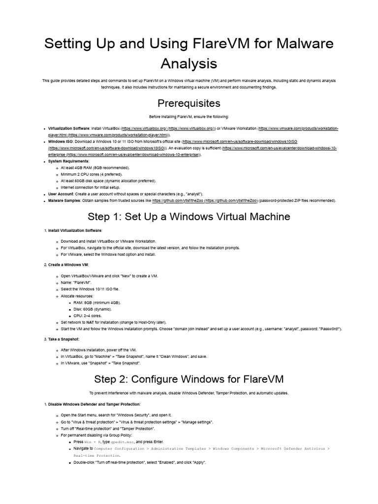 FlareVM Setup for Malware Analysis | PDF | Antivirus Software | Virtual ...