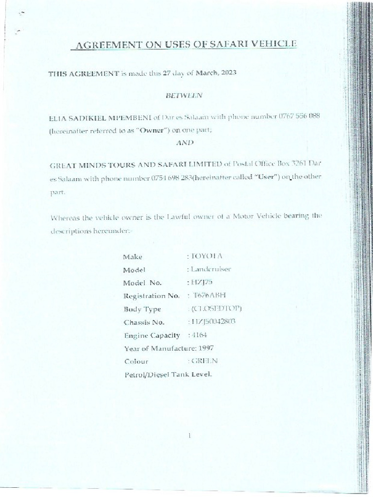 Vehicle Contract | PDF