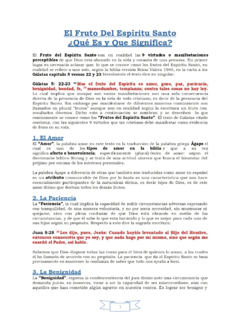 El Fruto Del Espíritu Santo | PDF