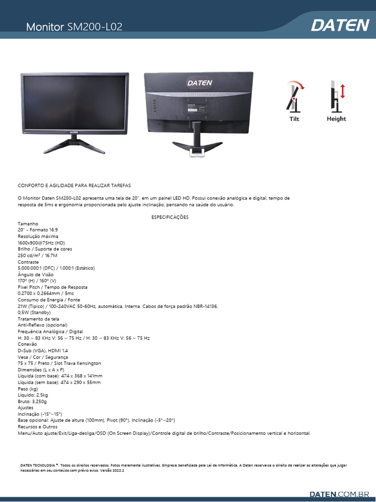 Monitor Daten SM200-L02: 20