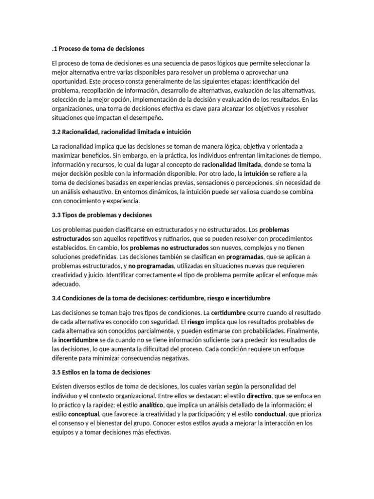 Proceso y Estilos de Toma de Decisiones | PDF | Toma de decisiones ...