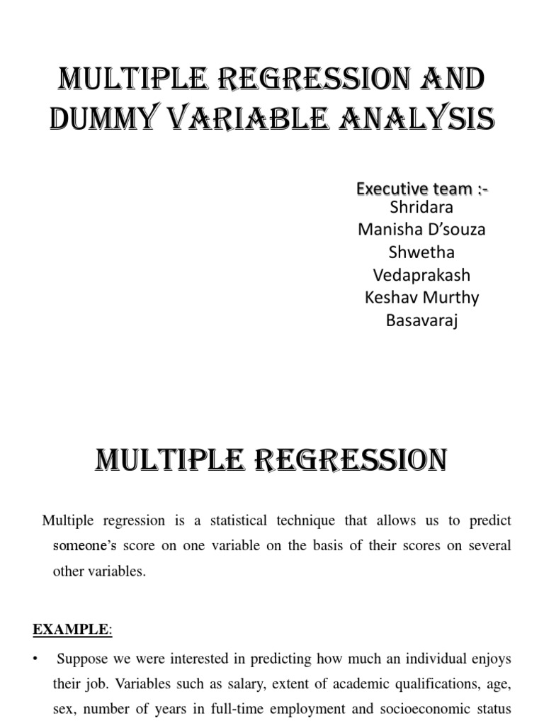 Multiple Regression and Dummy Variable Analysis | PDF | Dummy Variable ...