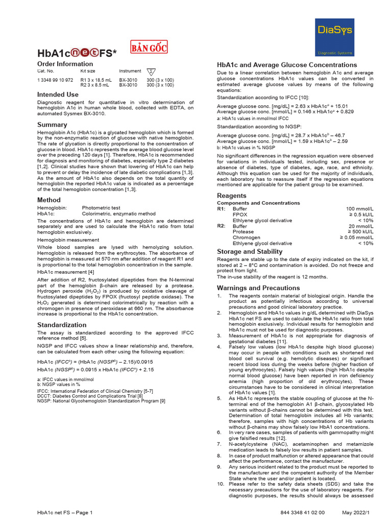 Pi Biochem 323 Hba1c Net Fs BX 202205 SVN 202305 v01 VN Signed | PDF ...