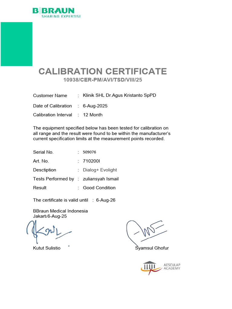 Calibration Certificate for Light Box | PDF