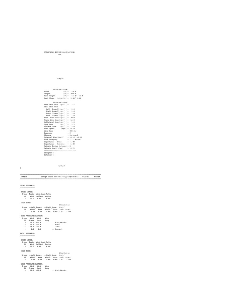Design Calculations | PDF | Structural Load | Applied And ...