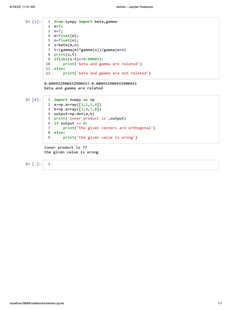 Beta and Gamma Functions in Python | PDF