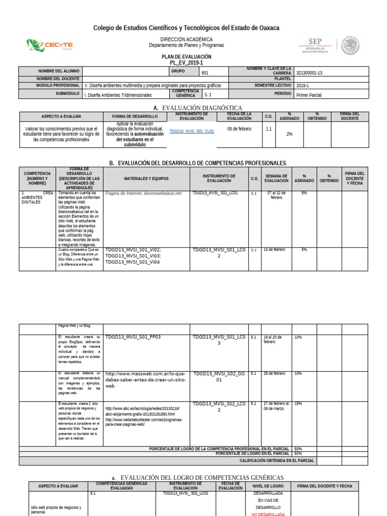 Formato de Plan de Evaluacion Mvsubi | PDF | Evaluación | Red mundial