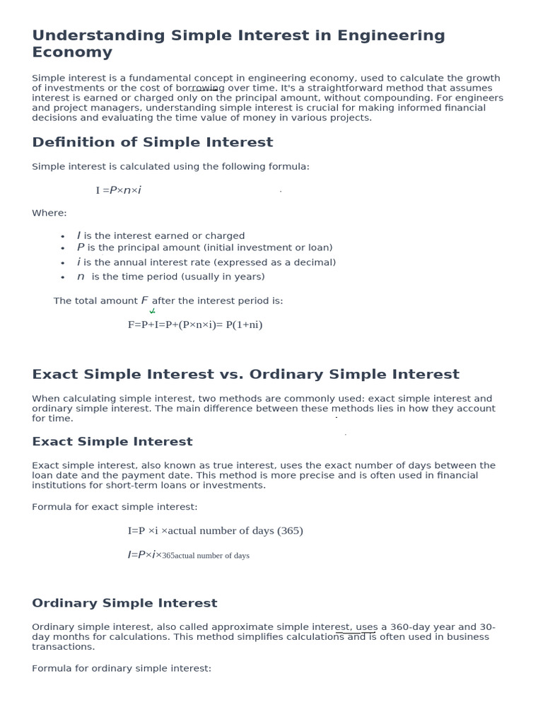 Understanding Simple Interest in Engineering Economy1 | PDF | Interest ...