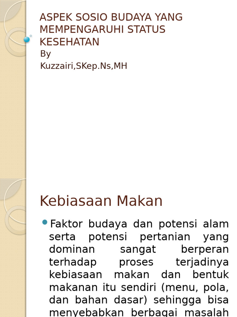 Pengaruh Sosio-Budaya pada Kesehatan | PDF