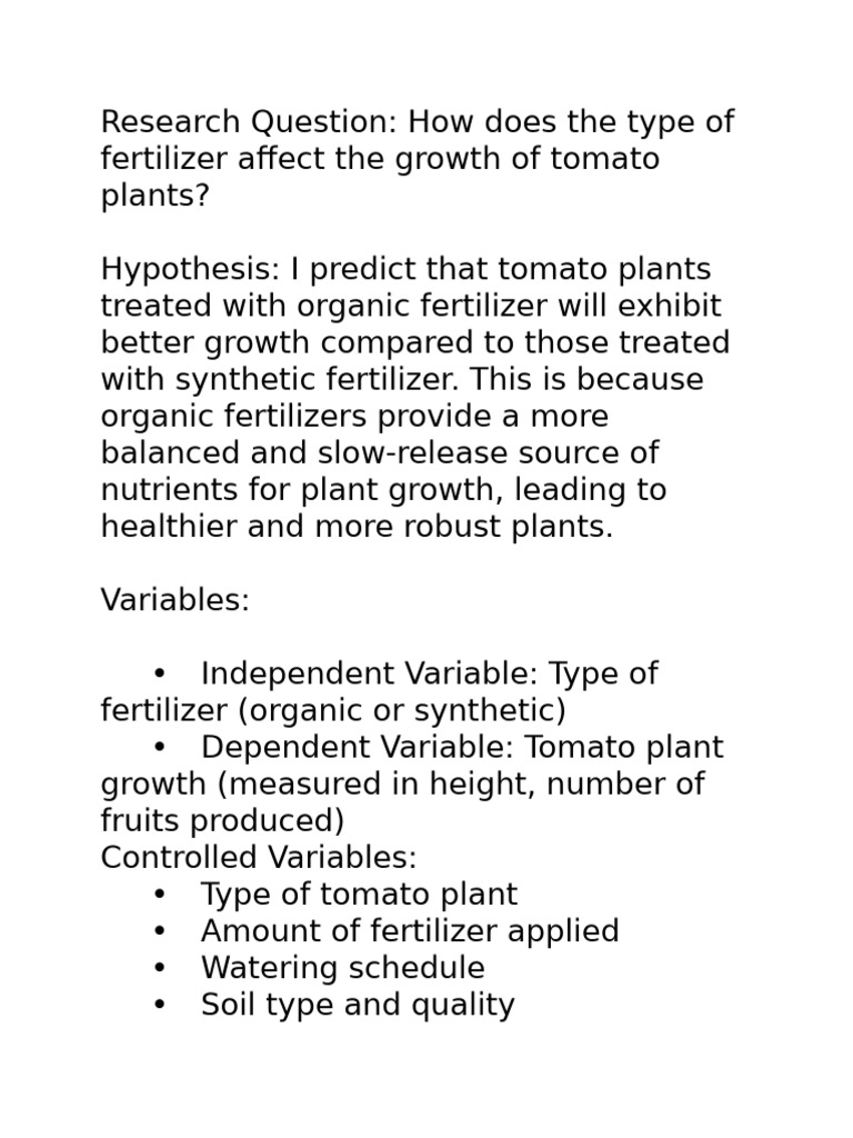Fertilizer Impact on Tomato Growth | PDF