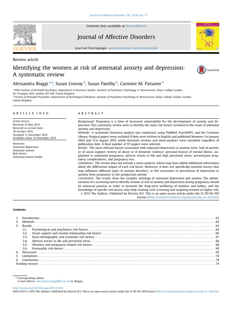 Antenatal Anxiety and Depression Risks | PDF | Major Depressive ...