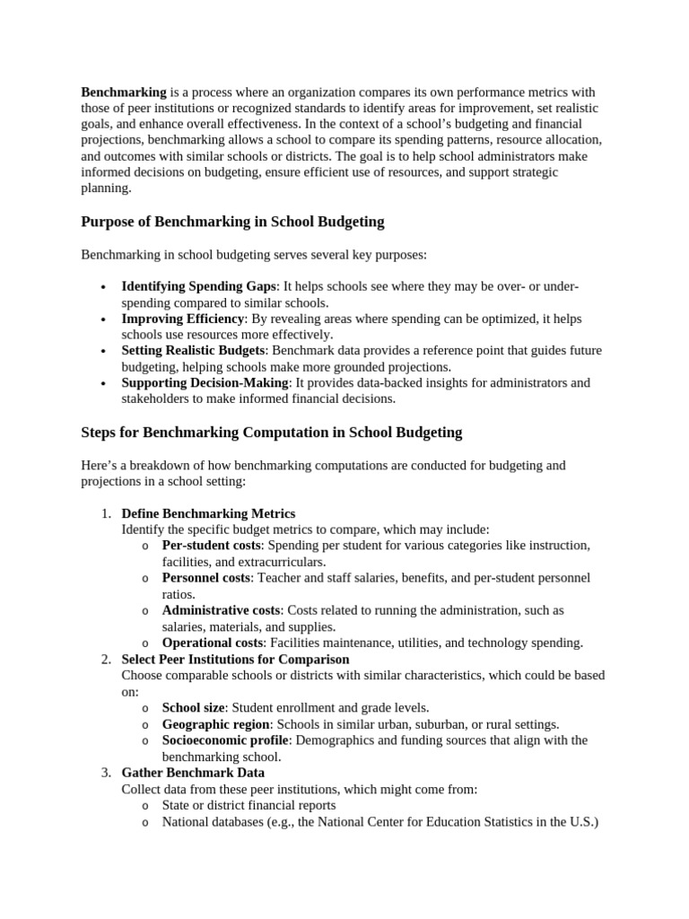 Benchmarking School Budgeting Costs | PDF | Benchmarking | Performance ...