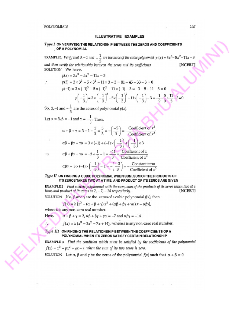 Assignment 2 Polynomials Class10 | PDF