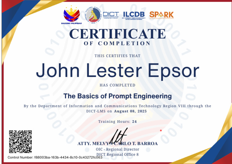 Completion Certificate for Prompt Engineering | PDF