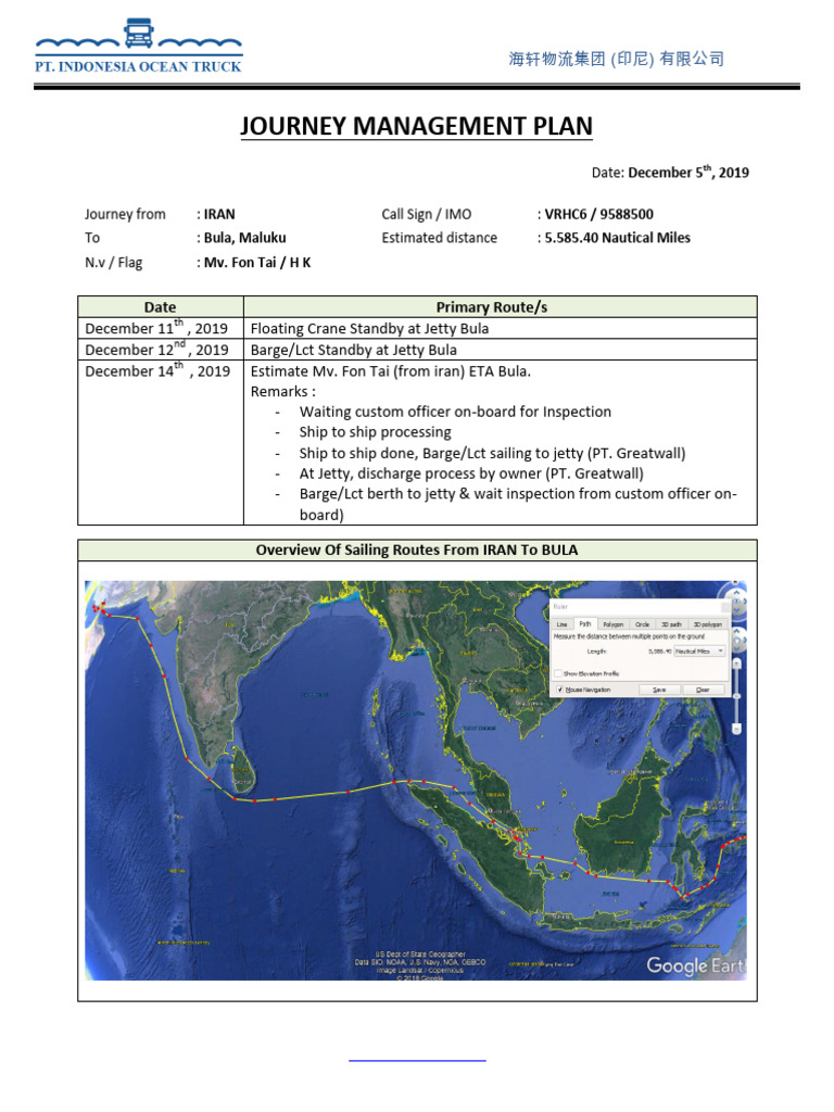 Journey Management Plan: Date Primary Route/s | PDF