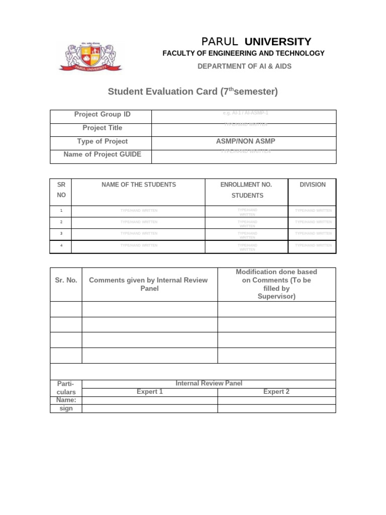 Student Evaluation Card for AI Projects | PDF | Access Control ...