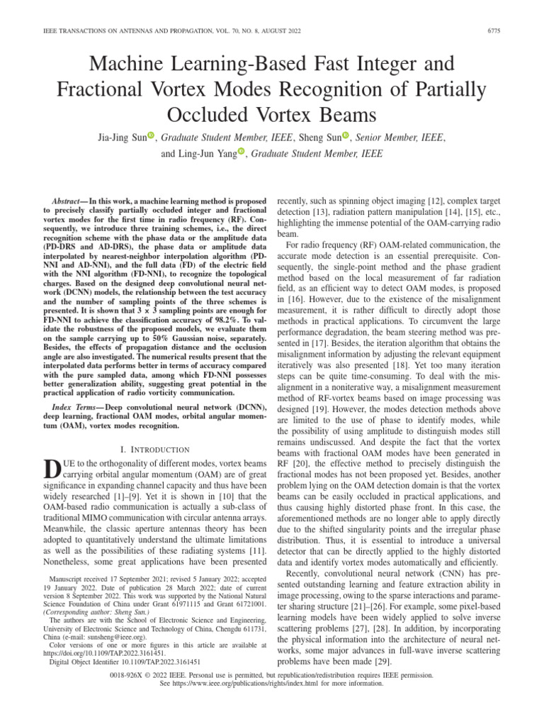 Vortex Beam Recognition Using Machine Learning | PDF | Accuracy And ...