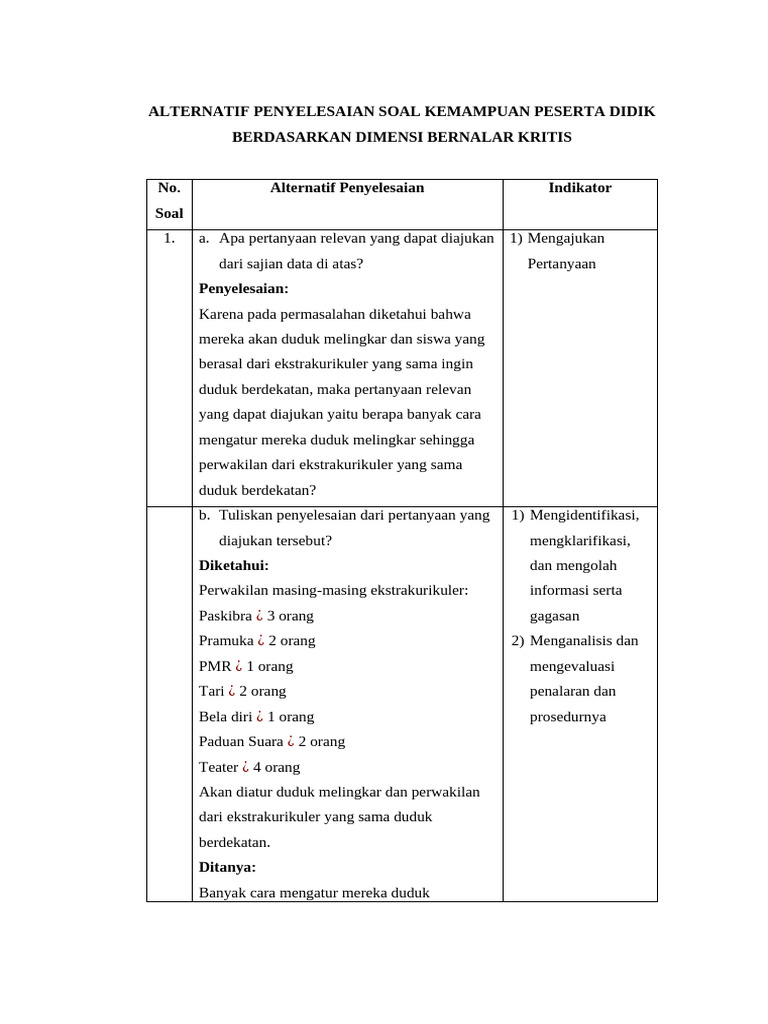 Alternatif Penyelesaian Soal Tes Bernalar Kritis | PDF