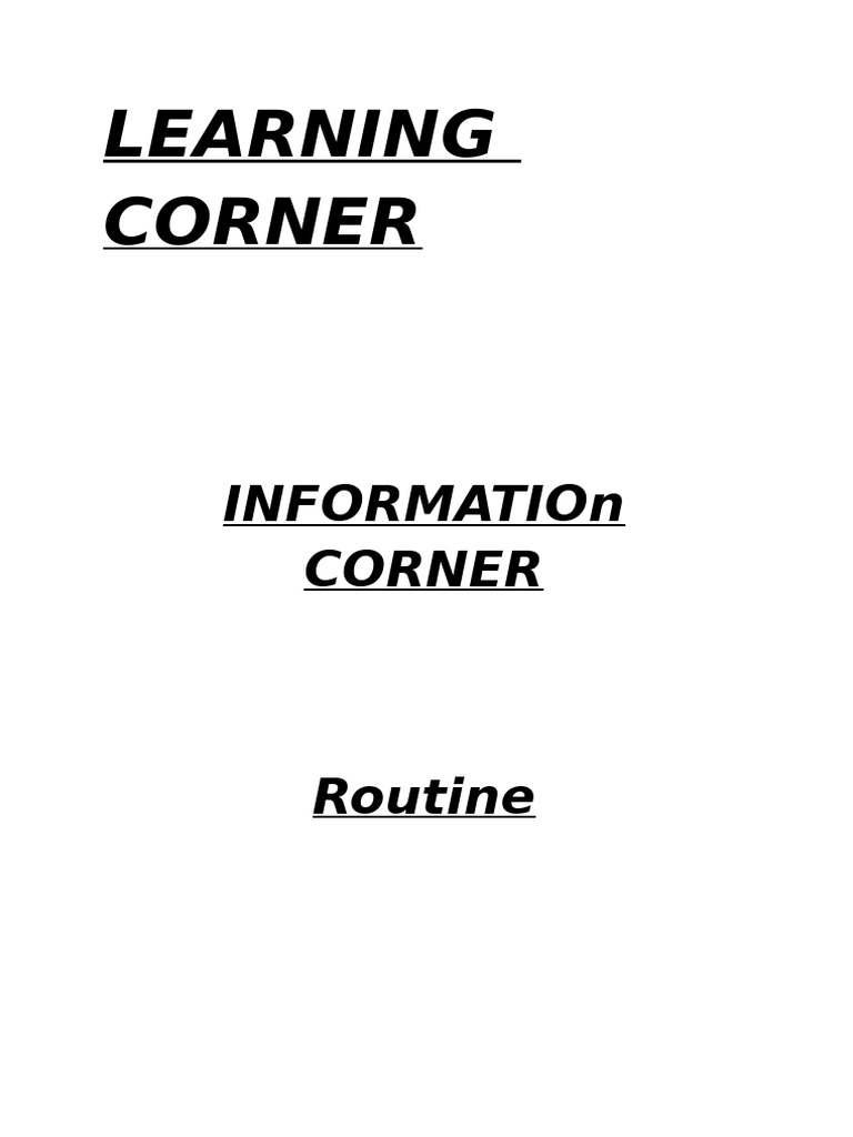 Learning Corner and Information Corner | PDF