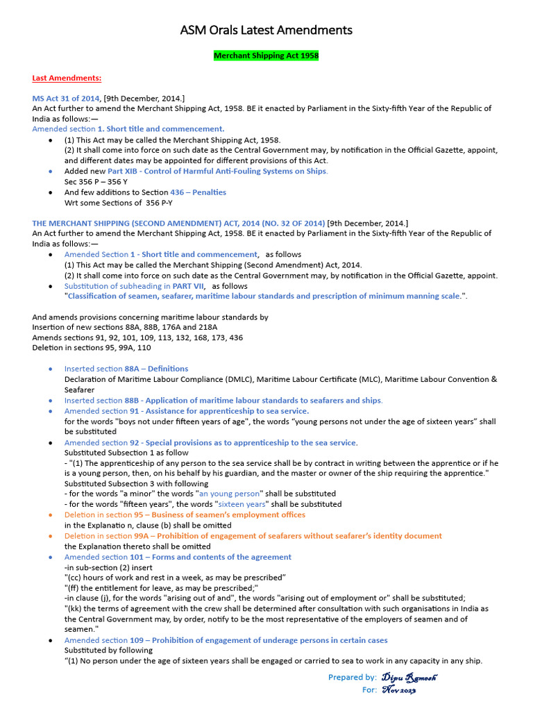 Dipu's ASM Oral Amendment Note | PDF | Shipping