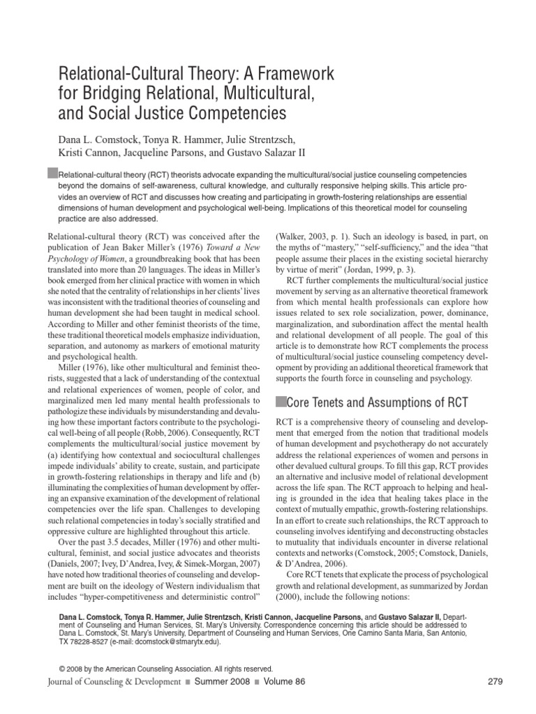 Relational Cultural Theory A Framework F | PDF | Empathy | Psychology