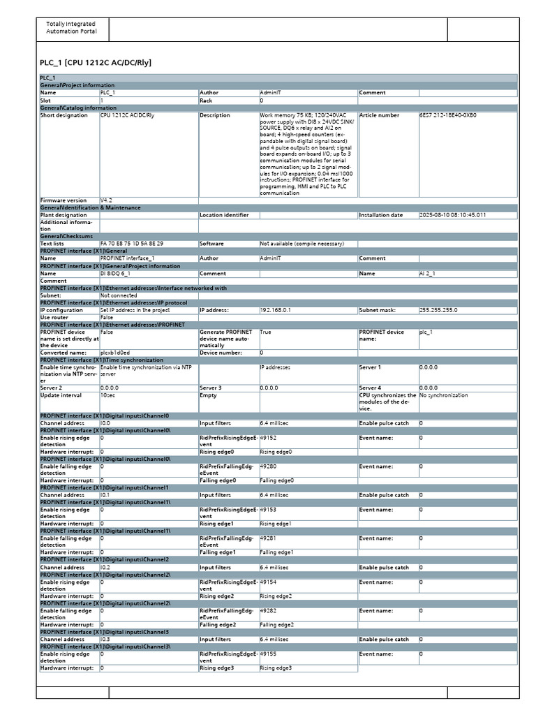 PLC_1 Configuration and PROFINET Setup | PDF | Input/Output | Computer ...