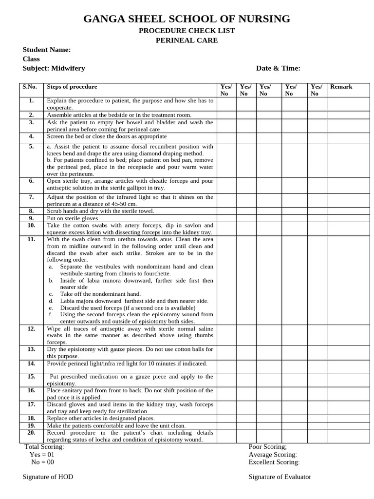 Checklist of Obg Procedures | PDF | Childbirth | Vagina