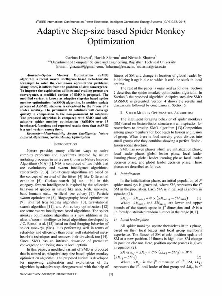 Adaptive Step-Size Spider Monkey Optimization | PDF | Mathematical ...