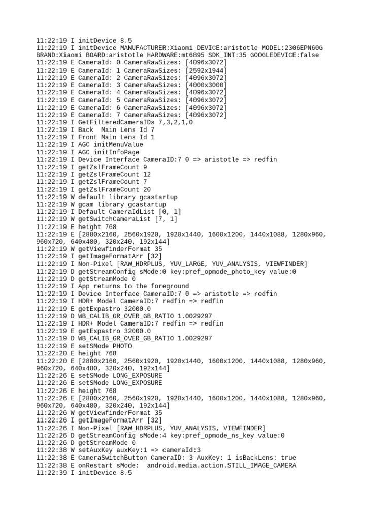 Xiaomi Camera Initialization Log | PDF | Computer Programming ...