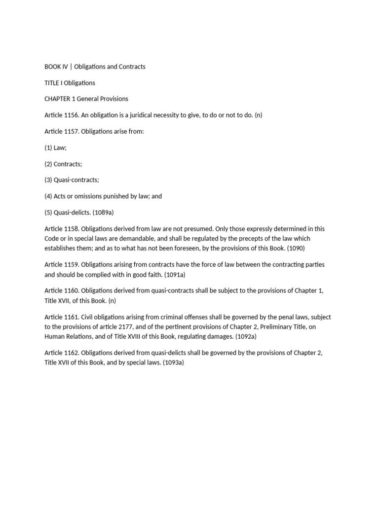Overview of Obligations and Contracts | PDF