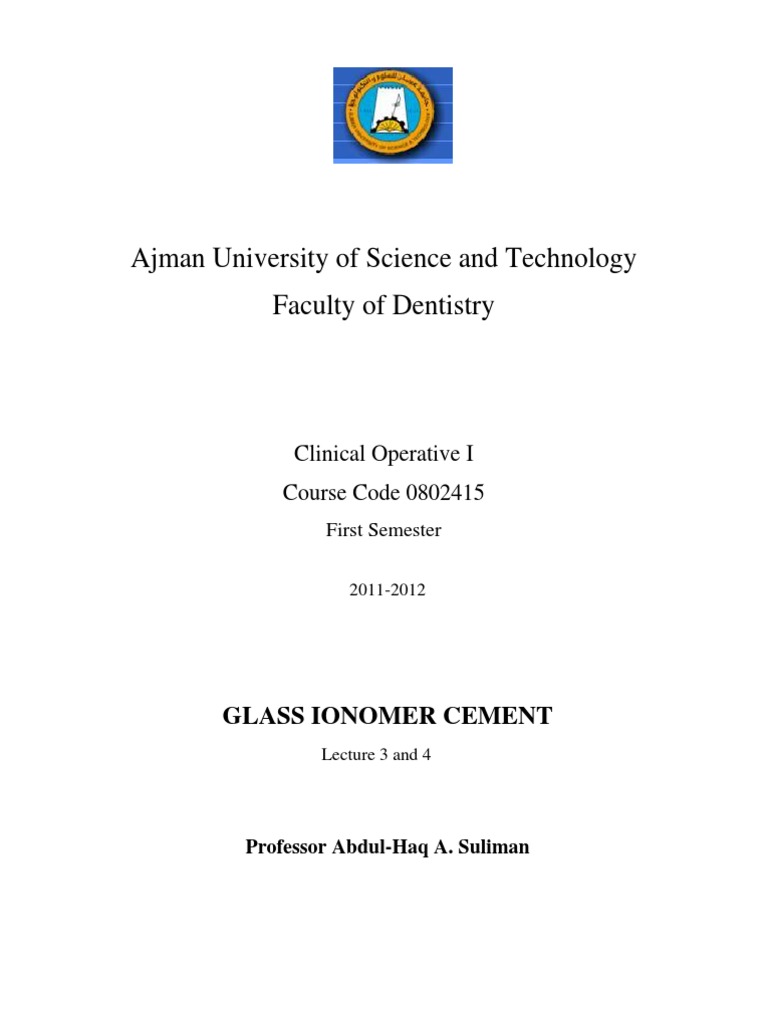 Resin Modified Glass Ionomer Cement Overview | PDF | Dental Composite ...