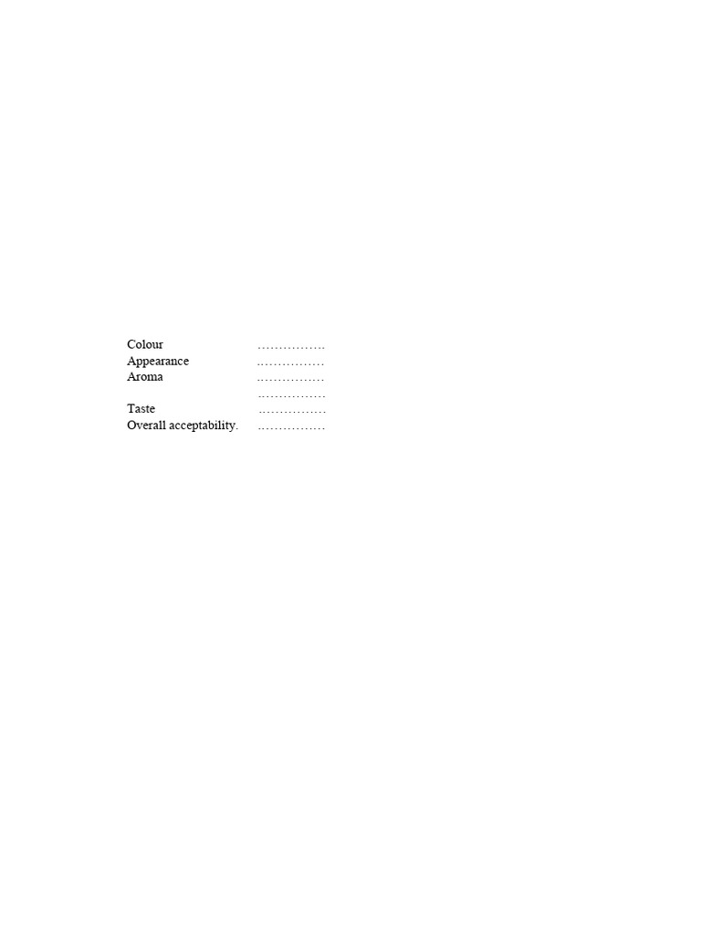 Nine Point Hedonic Rating Scale Form | PDF