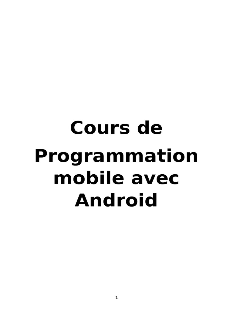 Cours de Programmation Mobile Android | PDF | Android (Système d ...