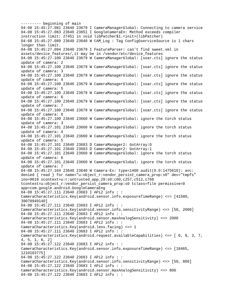 Camera Service Connection Logs | PDF | Software | Computing