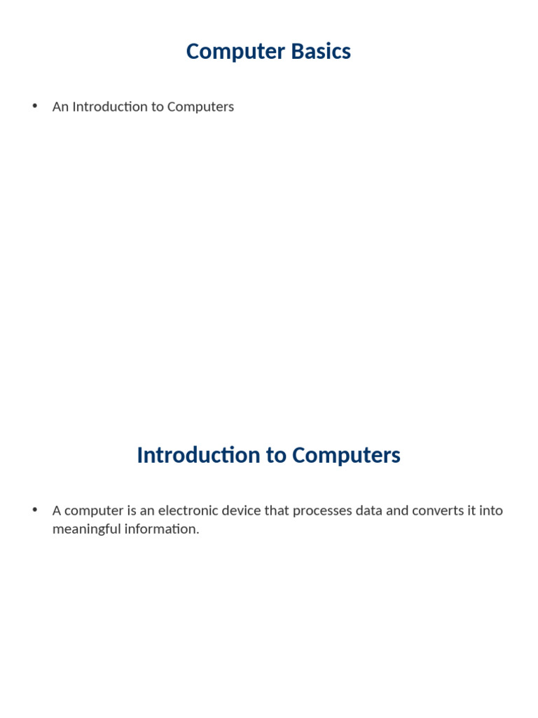 Introduction to Computer Basics | PDF