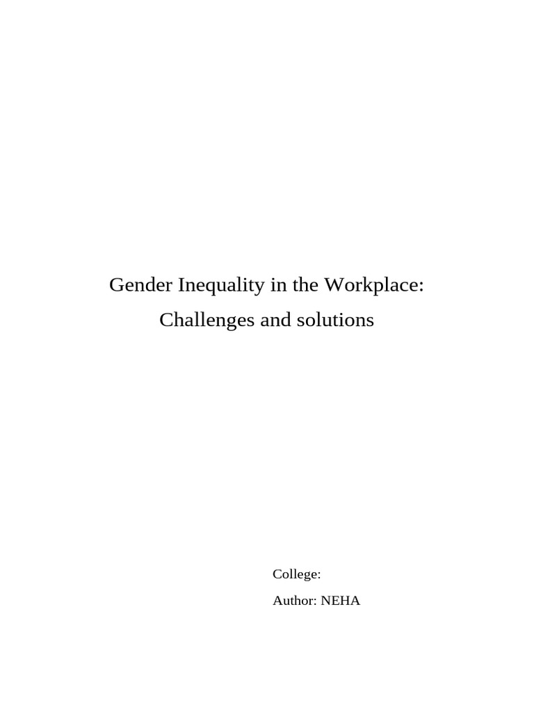 Addressing Gender Inequality at Work | PDF | Gender Studies | Gender ...