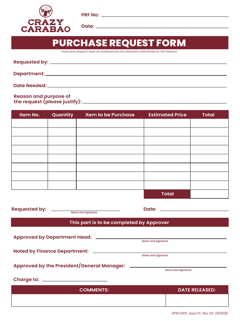 Hopheads PURCHASE REQUEST FORM - BLANK | PDF
