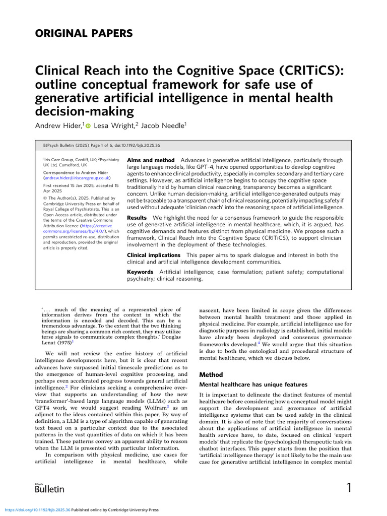 AI Framework for Mental Health Safety | PDF | Artificial Intelligence ...