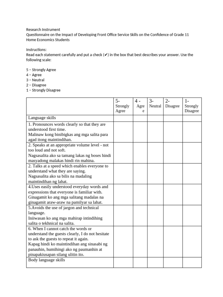 Language Skills 1 | PDF