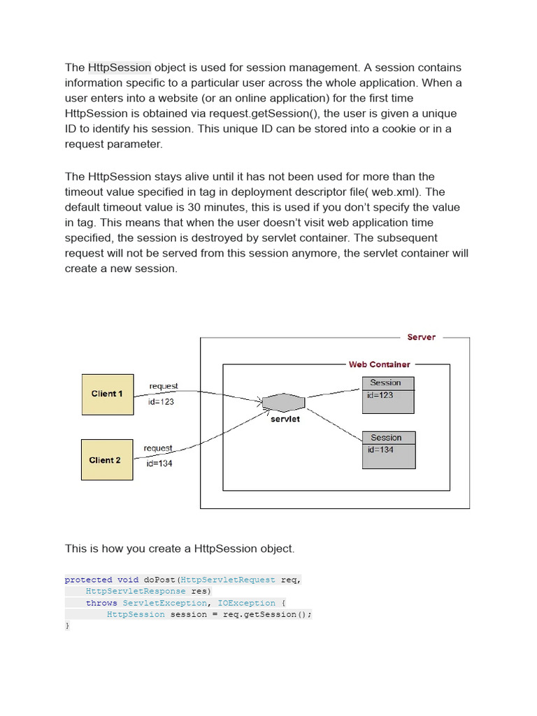 Understanding HttpSession in Java Servlet | PDF | Parameter (Computer ...