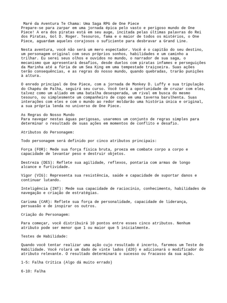 RPG One Piece: Crie Seu Pirata Aventureiro | PDF | Pirataria