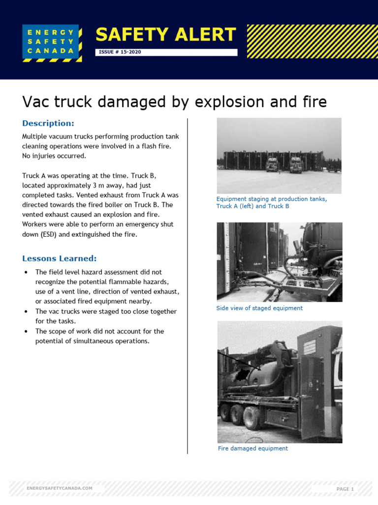 Vac Truck Explosion Incident Report | PDF | Hazards | Safety