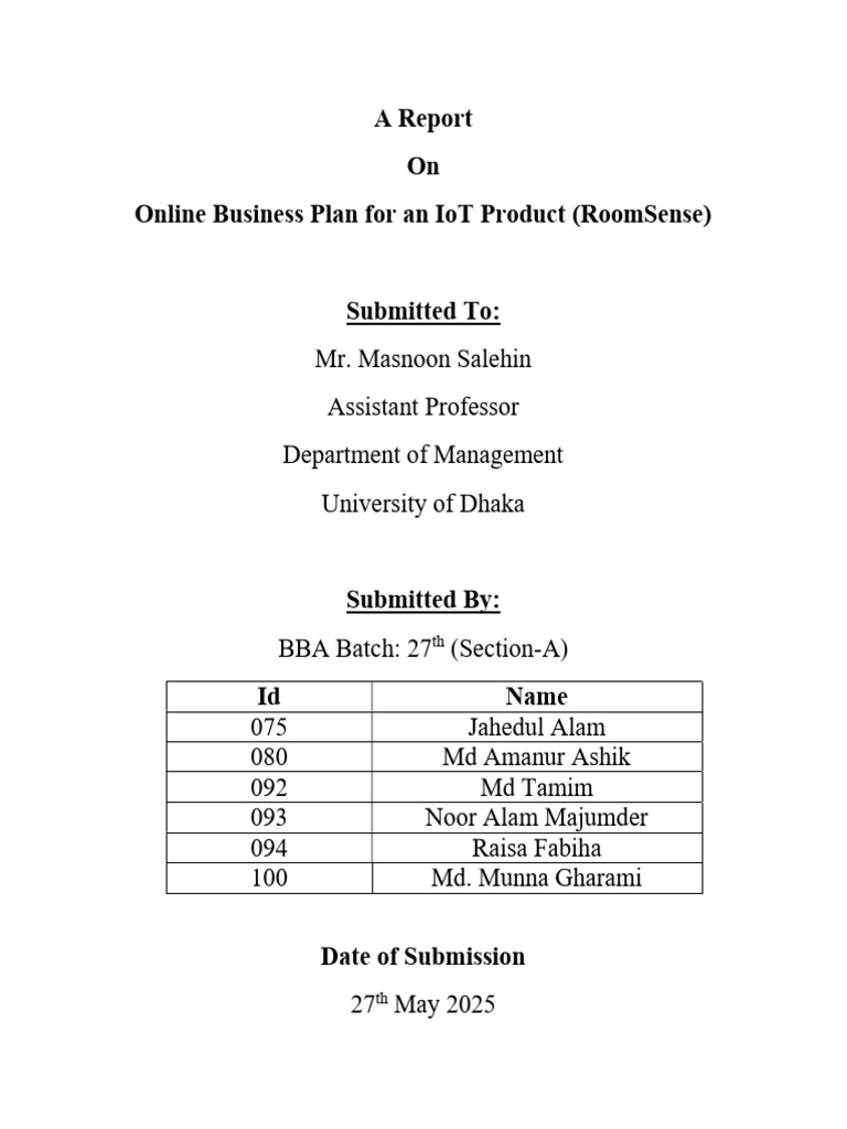 Online Business Plan For An IoT Product: Room Sensor | PDF | Search ...