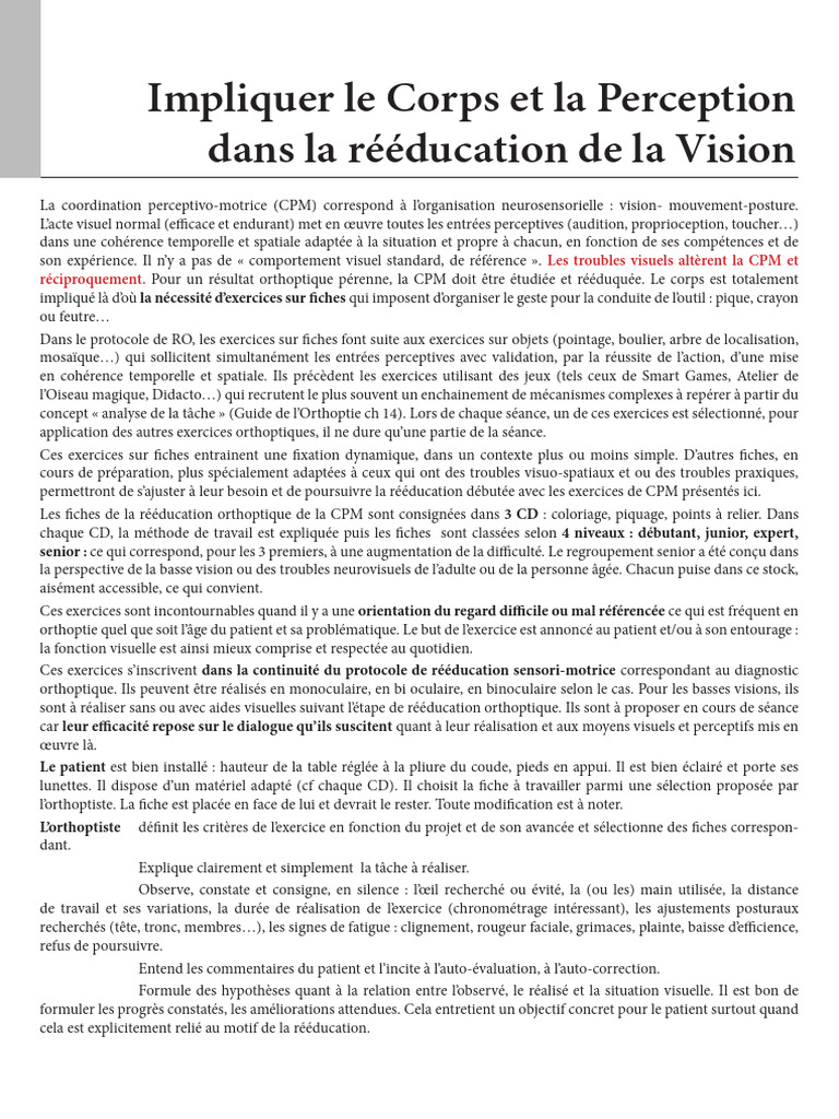 Rééducation de la Vision et CPM | PDF | Sens (physiologie) | la perception