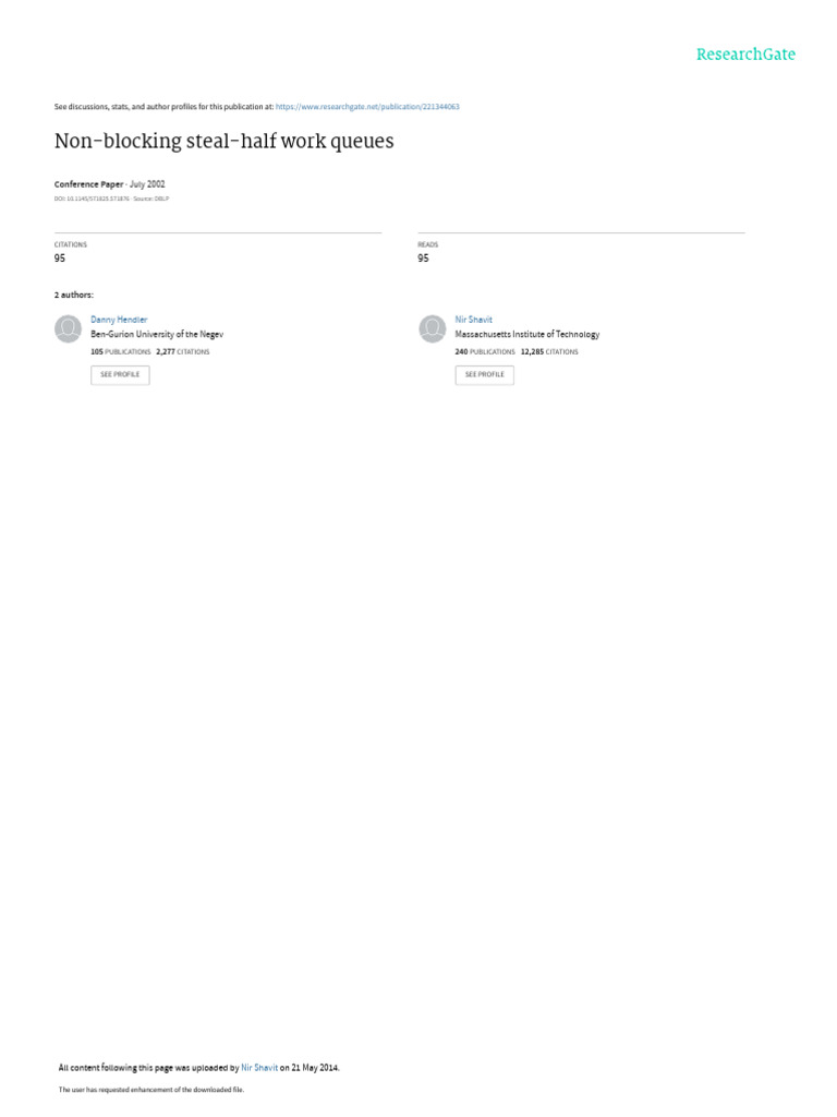 Non-Blocking Steal-Half Work Queues | PDF | Applied Mathematics ...
