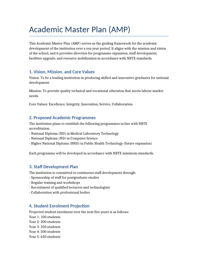 Academic Master Plan Overview | PDF | Vocational Education ...