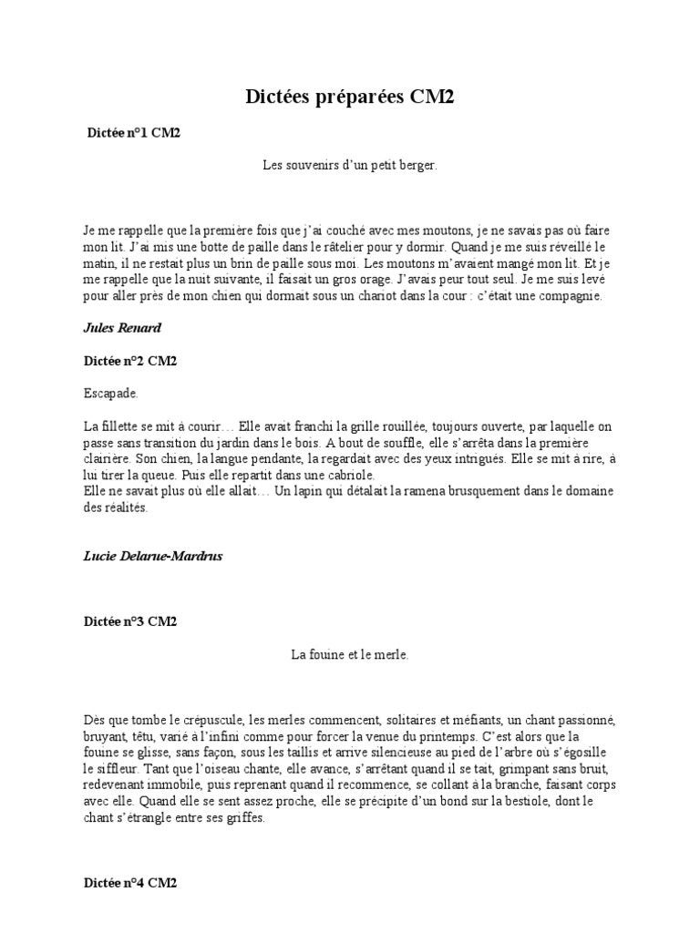 Dictées Préparées Cm2 Gratuites Pdf