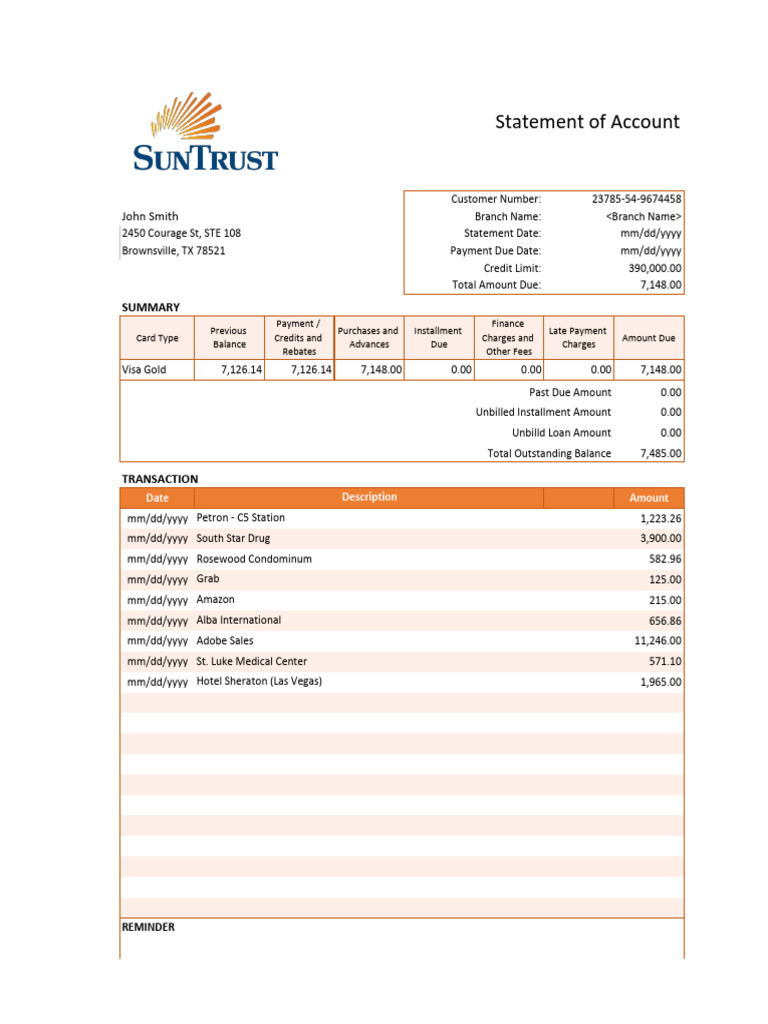 Visa Gold Account Statement Summary | PDF | Credit Card | Retail ...